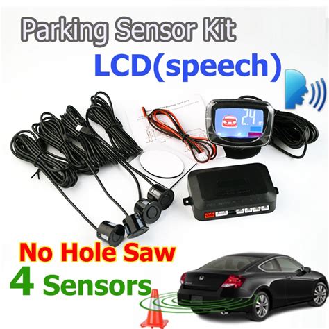 Sensors No Drill Hole Saw English Human Voice Lcd Parking Sensor Kit