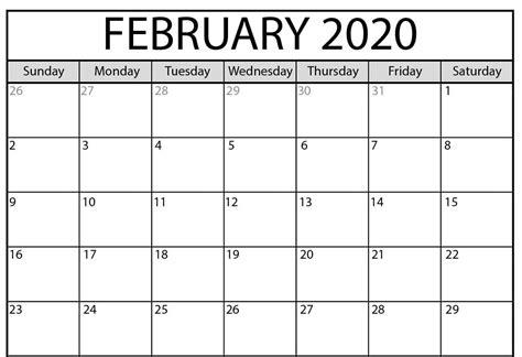 Printable Feb Calendar