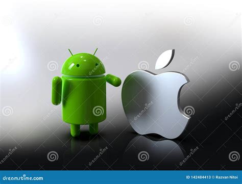 Android Vs Apple IOS Compared - Logo Characters Editorial Stock Photo ...