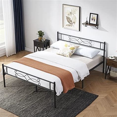 Vecelo 14 Metal Platform Bed Frame With Headboardpremium Steel Slat Support No Box Spring