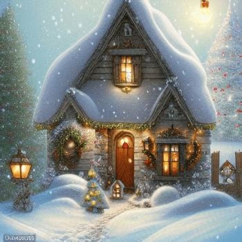 Solve Whimsical-Christmas-Cottage-On-A-Snow-Covered-Hill-.. jigsaw puzzle online with 64 pieces