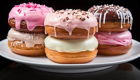 Premium Photo Homemade Donut Stack On Plate Tempting Indulgence For