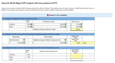 Solved Exercise Algo Cvp Analysis With Two Products Chegg