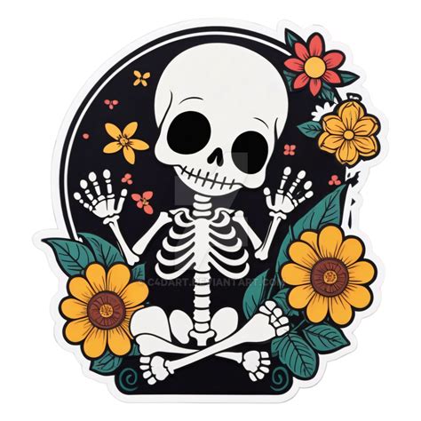 Cute Floral Kawaii Skeleton 3 By C4dart On Deviantart