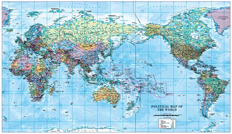 Pacific Centred World Political Wall Map 40 X 25 Laminated Ubicaciondepersonascdmxgobmx