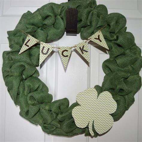 St Patricks Day Wreath Green Burlap Wreath Chevron Etsy Burlap Wreath Green Burlap Wreath