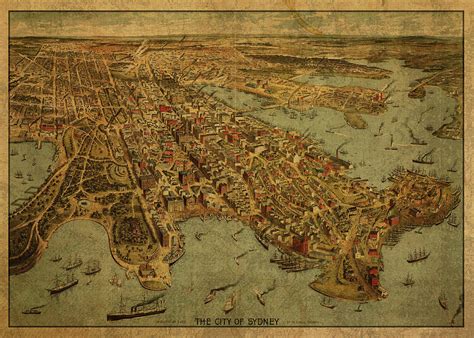 Vintage Map Of Sydney Old Sydney Map Australia Maps Australian