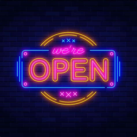 Free Vector Neon We Are Open Sign