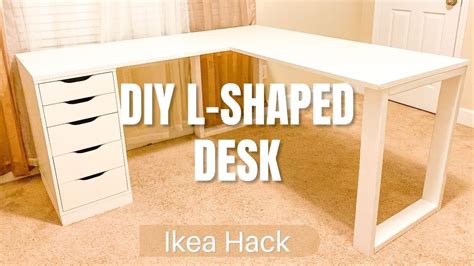 Diy L Shaped Desk Using Ikea Alex Drawer Easy Assembly Youtube