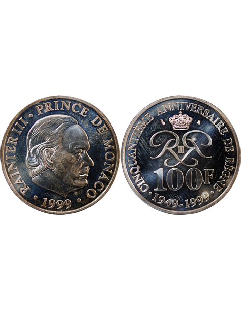 MONACO RAINIER III Anniversaire de règne 100 FRANCS ARGENT 1999