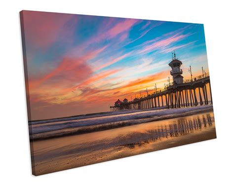 Huntington Beach Pier Sunset Canvas Art Print Box Framed Etsy