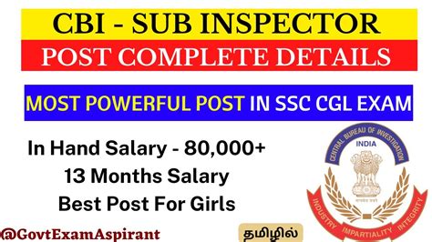 Cbi Sub Inspector Ssc Cgl Post Details Job Profile Salary