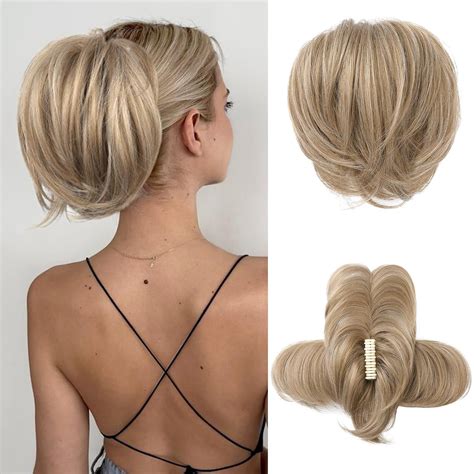 Messy Bun Hair Piece Claw Clip In Straight Hair Bun Inch Short