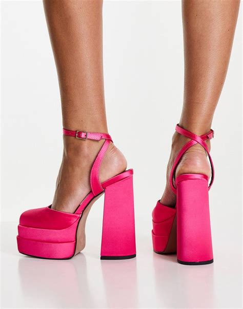 ASOS DESIGN Pluto platform heeled shoes in magenta | ASOS | Platform shoes heels, Heels ...