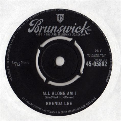 Brenda Lee – All Alone Am I – Vinyl (7", 45 RPM, Single), 1963 [r530360] | Discogs