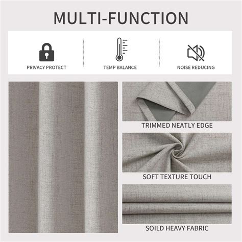 Joydeco Greyish White Linen Room 100 Darkening Curtains