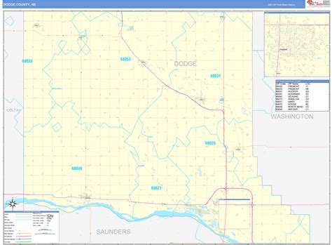 Dodge County, NE Zip Code Wall Map Basic Style by MarketMAPS - MapSales