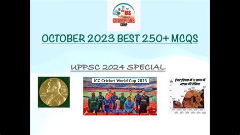 Uppcs October Current Affairs Mcqs I Part I Uppcs I