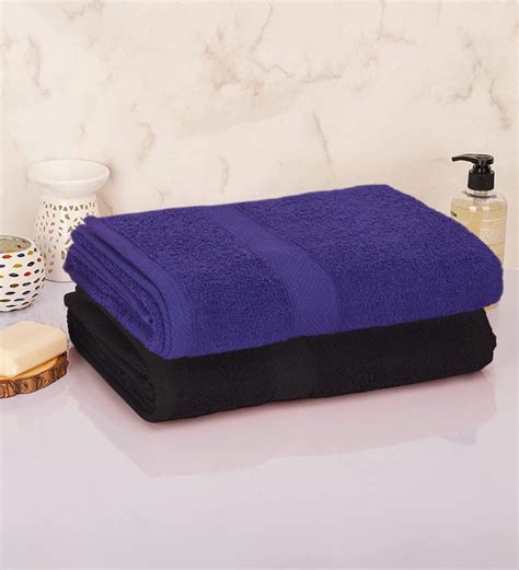 Buy Purple Cotton Solid 330 GSM Bath Towels (Set of 2) by SLEEPING OWLS ...