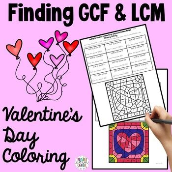 Finding The Gcf And Lcm Valentine S Day Math Coloring Activity