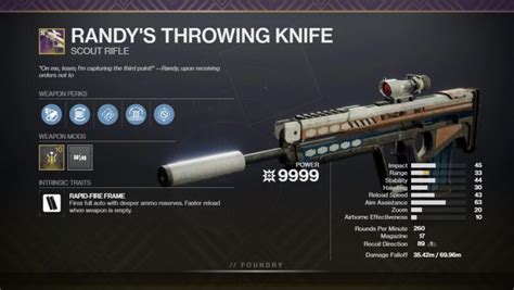 Destiny Randy S Throwing Knife God Roll And How To Get Deltia S Gaming