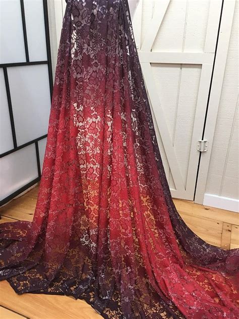 Plum Burgundy Red Ombre Lace Fabric By Yard 60 Chiffon Leather And Lace Ombre Lace Maid Of