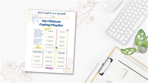 Coping Playlist Worksheet Etsy