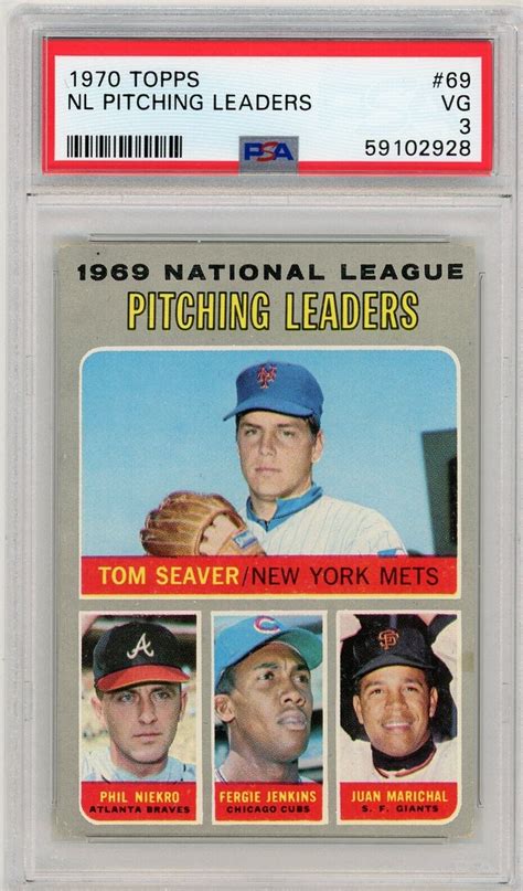 1970 Topps 69 NL Pitching Leaders Tom Seaver Juan Marichal Jenkins