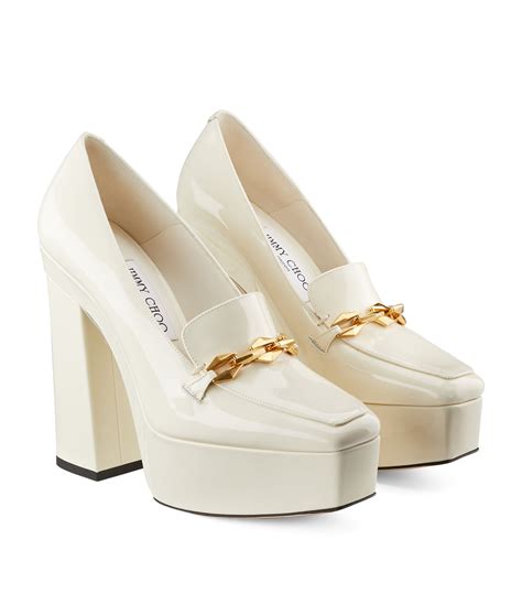 Womens Jimmy Choo White Diamond Tilda Patent Leather Pumps