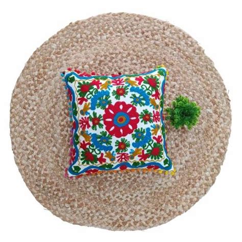 Multicolor 100 Natural Cotton Suzani Hand Embroidery Pillow Cushion