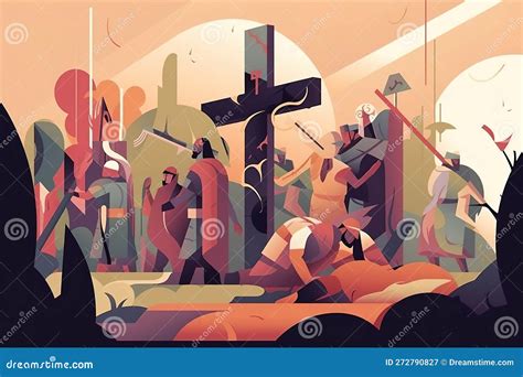 Biblical Vector Illustration Series Way Of The Cross Or Stations Of The Cross Eleventh Station