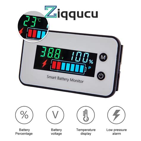 Ziqqucu Battery Capacity Monitor Meter V V V Battery Power