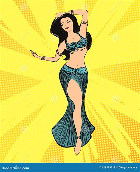 Vector Belly Dance Woman Illustration Comics Style Design Stock