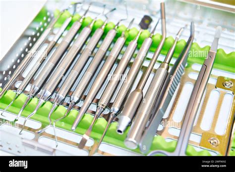 Dental Instrument Set With Attachments Stock Photo Alamy