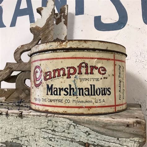 Antique Campfire Marshmallow Tin Rustic Farmhouse Decor