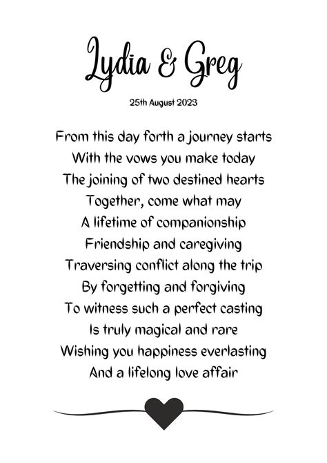 Wedding Day Personalised Poem Digital Download Beautiful T For A Special Couple Etsy