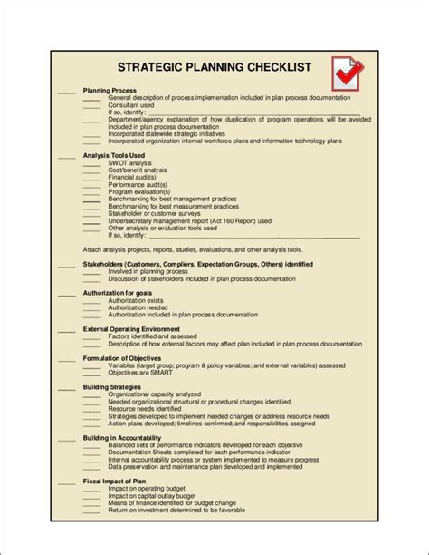 11 Strategic Planning Checklist Examples Pdf Examples With Strategic Management Report