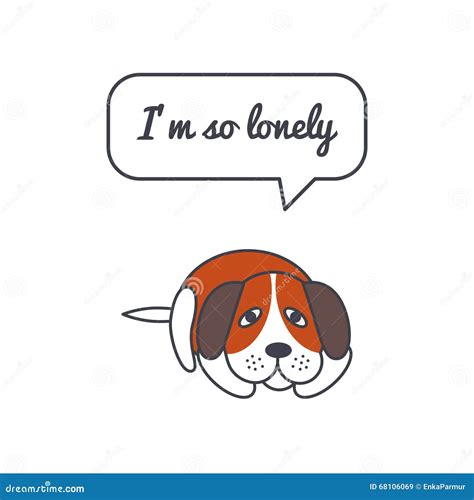 Lonely Dog With Speech Bubble And Saying Stock Vector Image 68106069