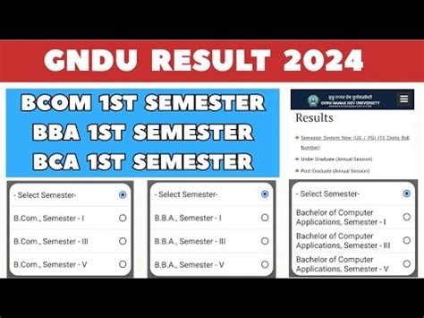 Gndu Bcom Bba Bca St Semester Result Overall Result Gndu