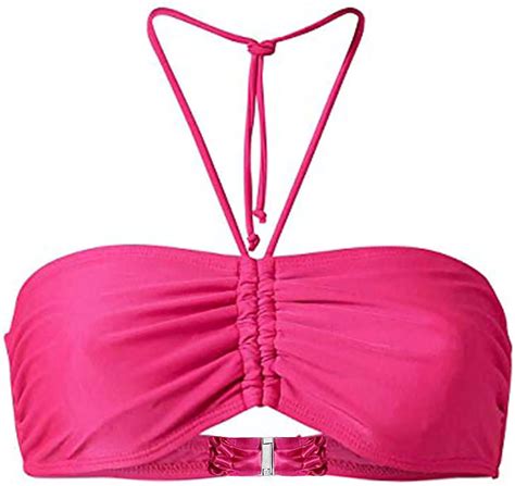 Bikini Oberteil Neckholder Bandeau Top Damen Abnehmbare Träger und Trägerlos Push up Bikini