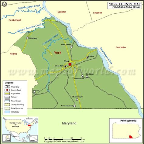 York County Map Pennsylvania