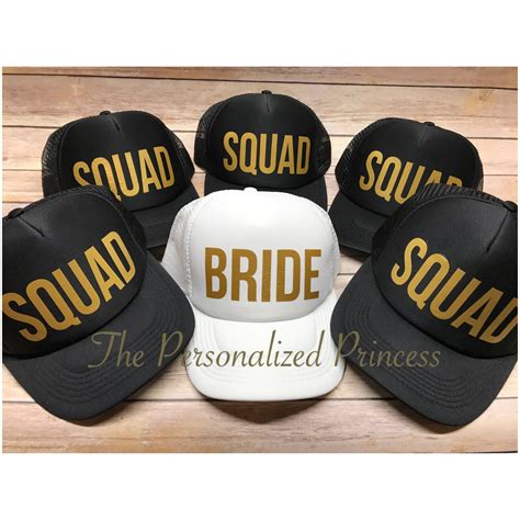 Bride Hats Squad Hats Bride Squad Hats Bachelorette Hats Etsy