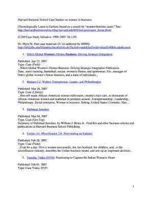 Fillable Online Harvard Business School Case Studies on women in business: Fax Email Print ...