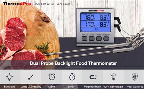 ThermoPro TP17 Dual Probe Digital Cooking Meat Large LCD Backlight Foo