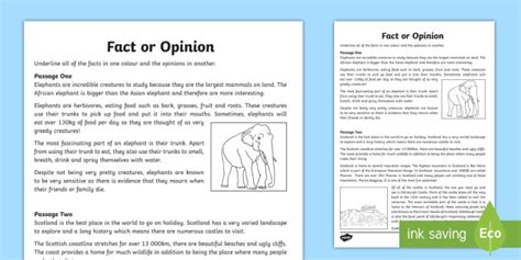 Cfe Fact Or Opinion Worksheet Teacher Made