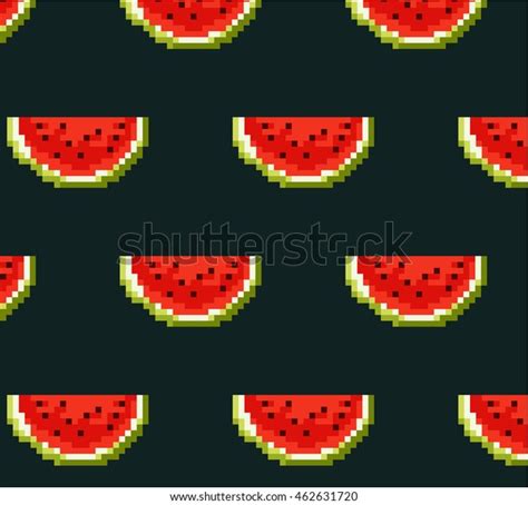 Watermelon Seamless Pattern Vector Pixelart 8bit Stock Vector Royalty Free 462631720