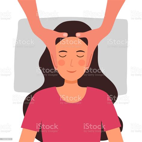 Head Massage Concept Vector Illustration On White Background Aromatherapy Massage And Spa At