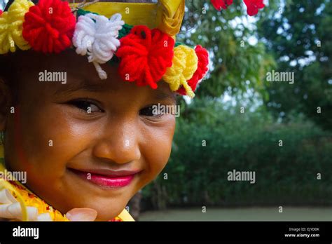 Yapese Girl In Traditional Clothing At Yap Day Festival Yap Island