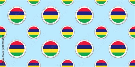 Mauritius Round Flag Seamless Pattern Mauritian Background Vector