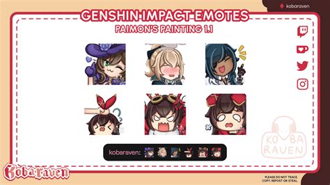 F2u Genshin Impact Emote Set For Twitchdiscord Paimons Painting 11